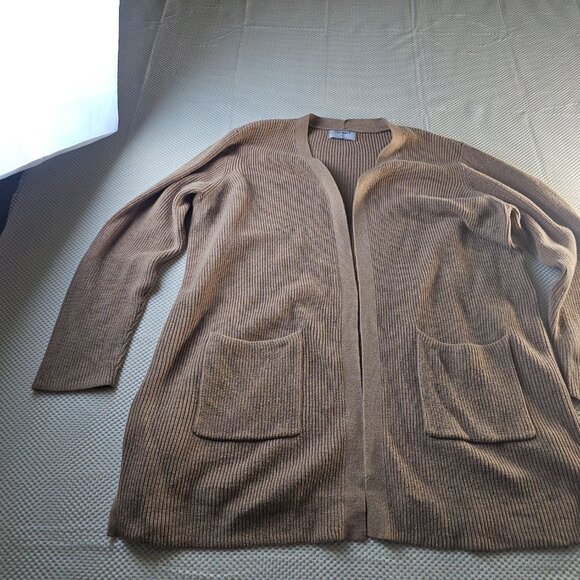 Old Navy Womens Ribbed Open-Front Cardigan Sweater Xxl Light Brown Cotton Blend - Picture 2 of 12
